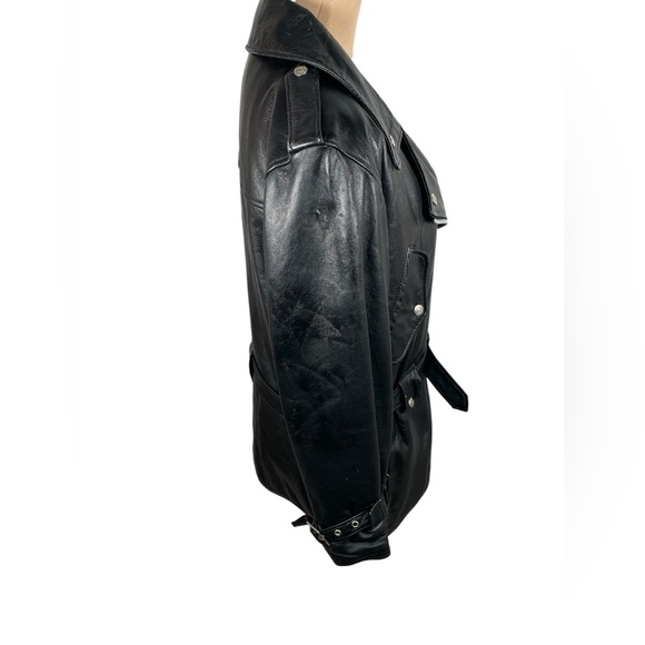 Schott NYC 90’s Women’s Vintage LEATHER BIKER LONG JACKET SIZE:10 - Picture 6 of 15